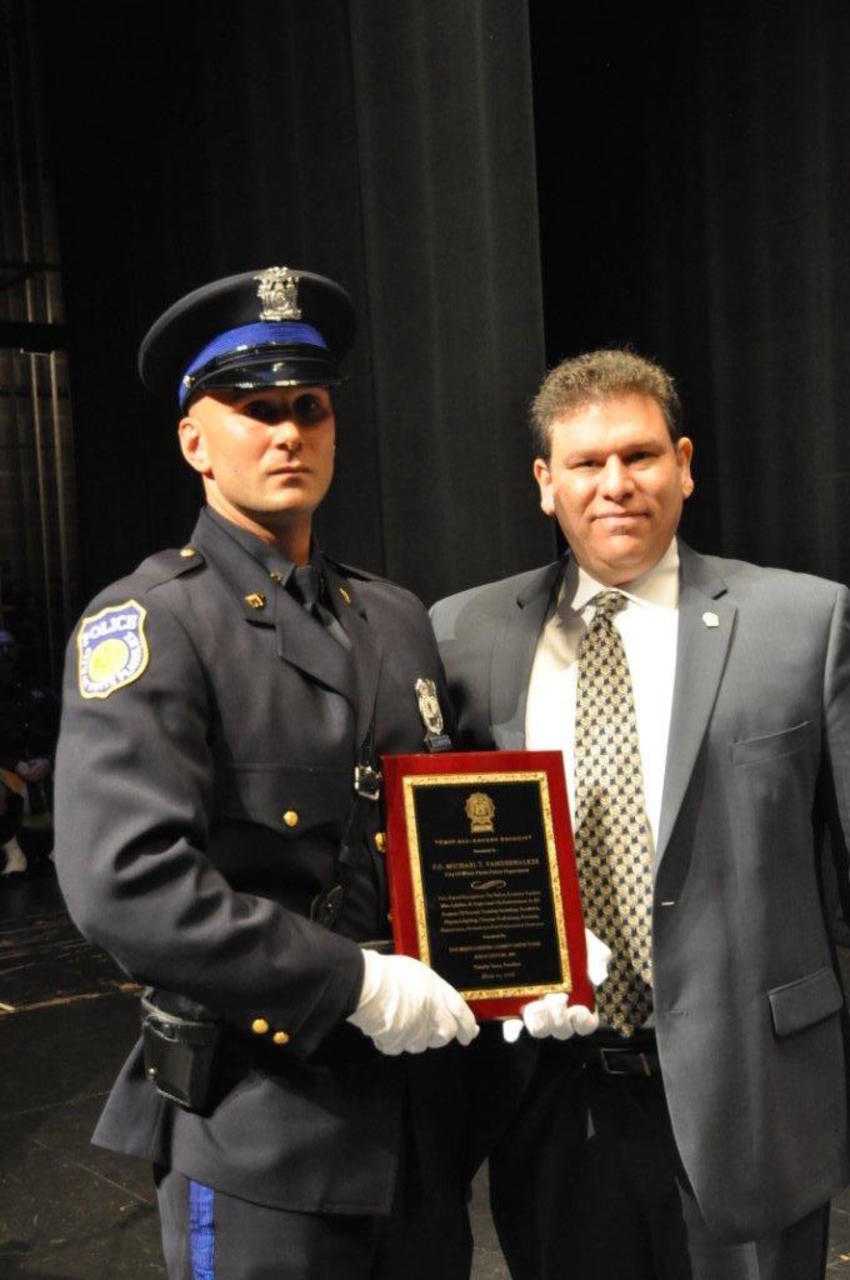 Michael Vanderwalker of White Plains Police Department received the "Best All Around" recruit award, presented by the Westchester County Detectives Association during Friday's police academy graduation ceremony at SUNY Purchase.