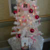 A breast cancer-themed tree was on display.