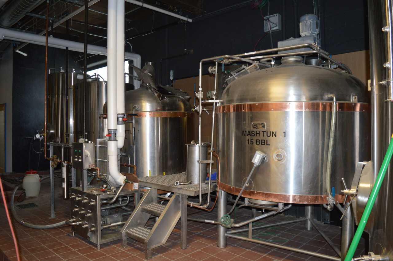 Some of the state-of-the-art equipment in the back brewery at Brewport in Bridgeport.