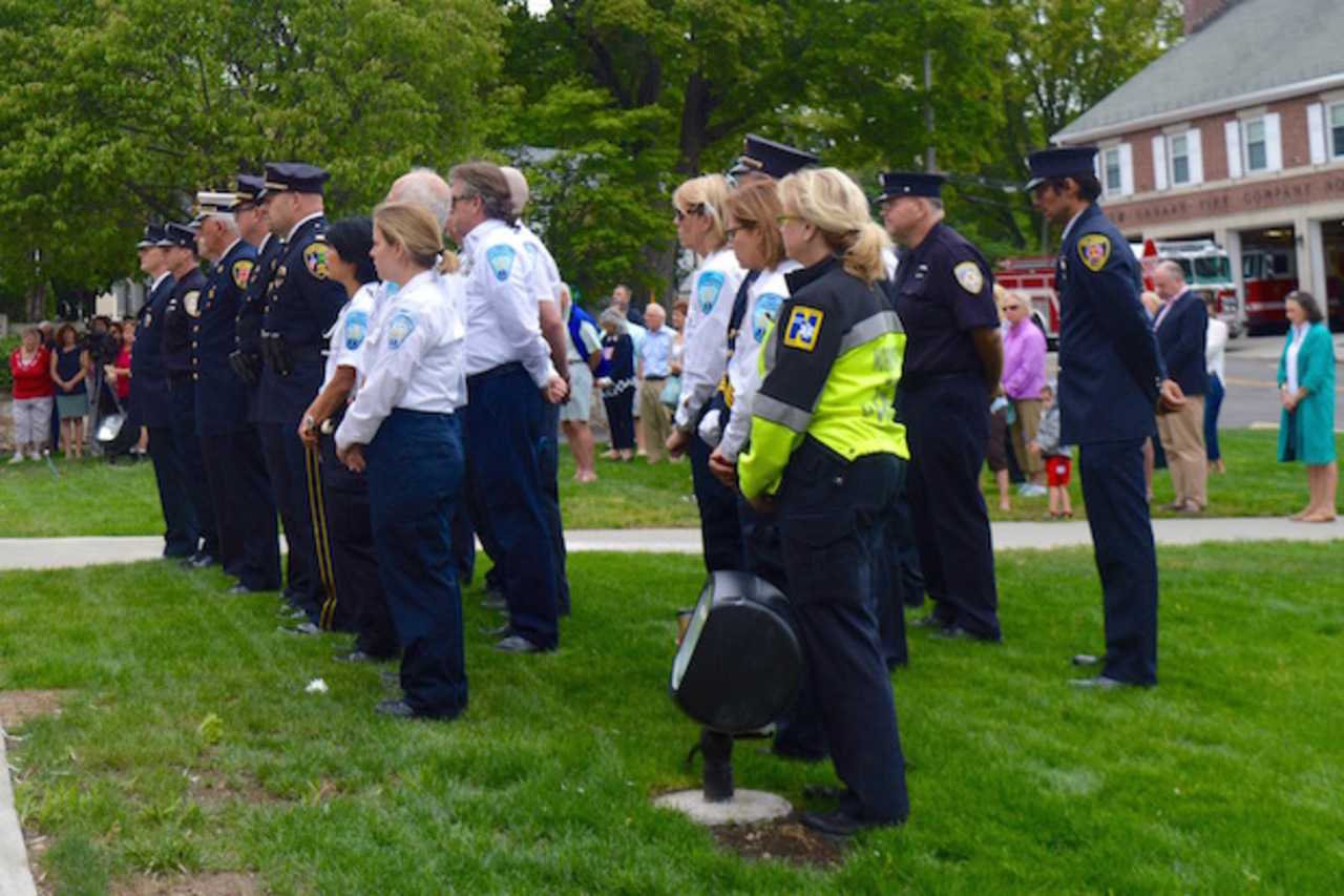 New Canaan's first responders in attendance at the Sept. 11 ceremony Friday morning.
