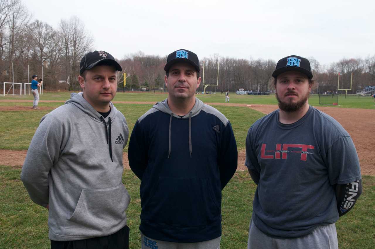 Rye Neck Manager Joe Carlucci (center) and coaches Bryan Iacovelli (L) and Kevin McQuade.