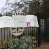 Fan left signs at Oak Lawn Cemetery in Fairfield, Conn., final resting place for Mary Tyler Moore, who lived for many years in Millbrook in Dutchess County.