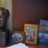 Photos of family members sit on Pardy's office desk.