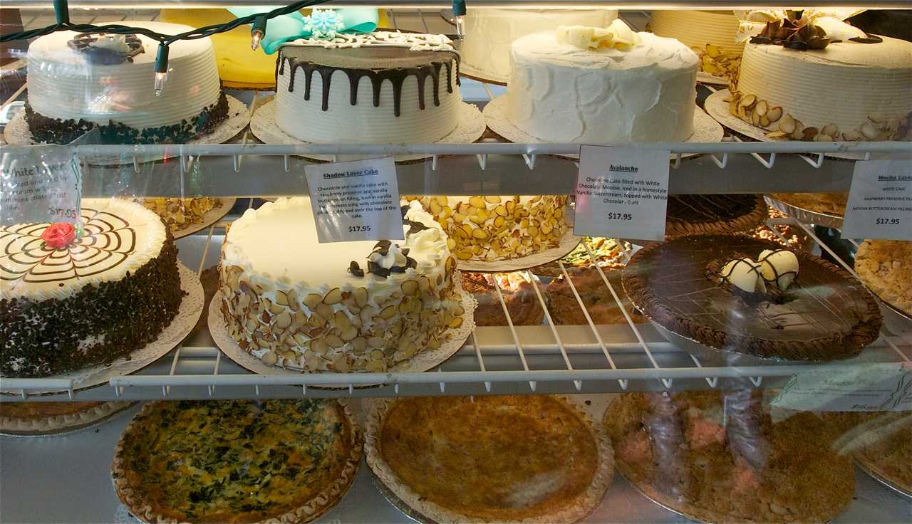 Pies and cakes on display at Pastry Garden.