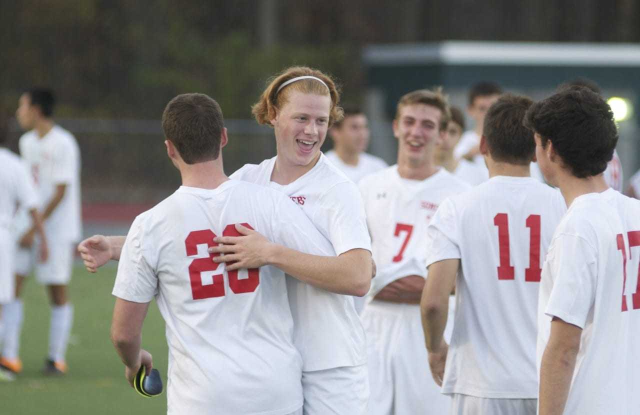 Somers celebrates a regional win on the way to the state championship.