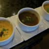 From left to right: Lobster King Crab Bisque, House Made Sausage and Lentil, Local Butternut Squash & Curry.