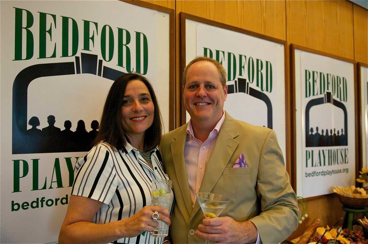 Attendees mingle during the fundraiser for the Bedford Playhouse Friday night.