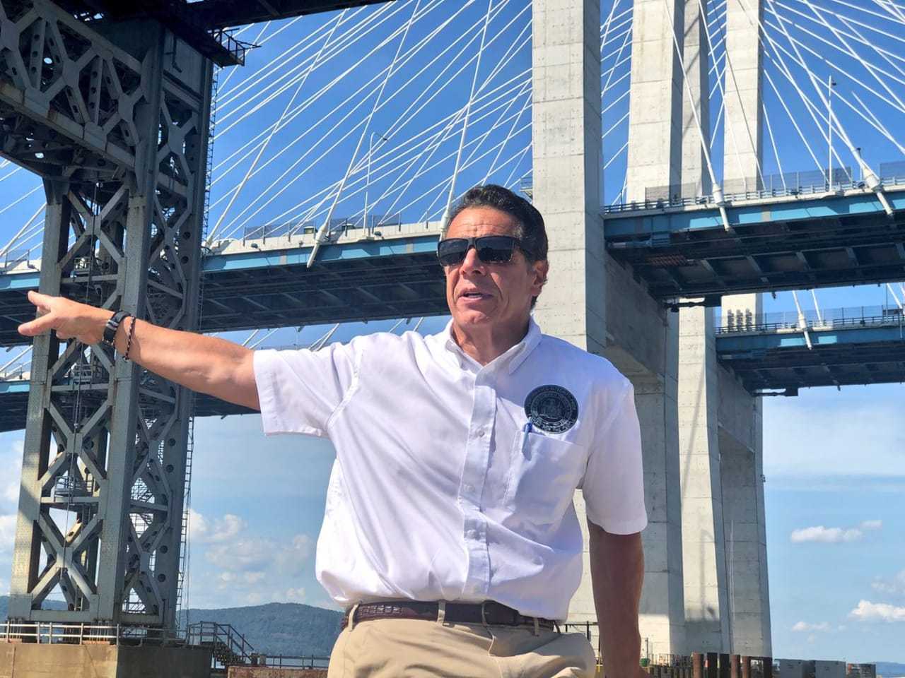 The governor atop the new Tappan Zee Bridge.