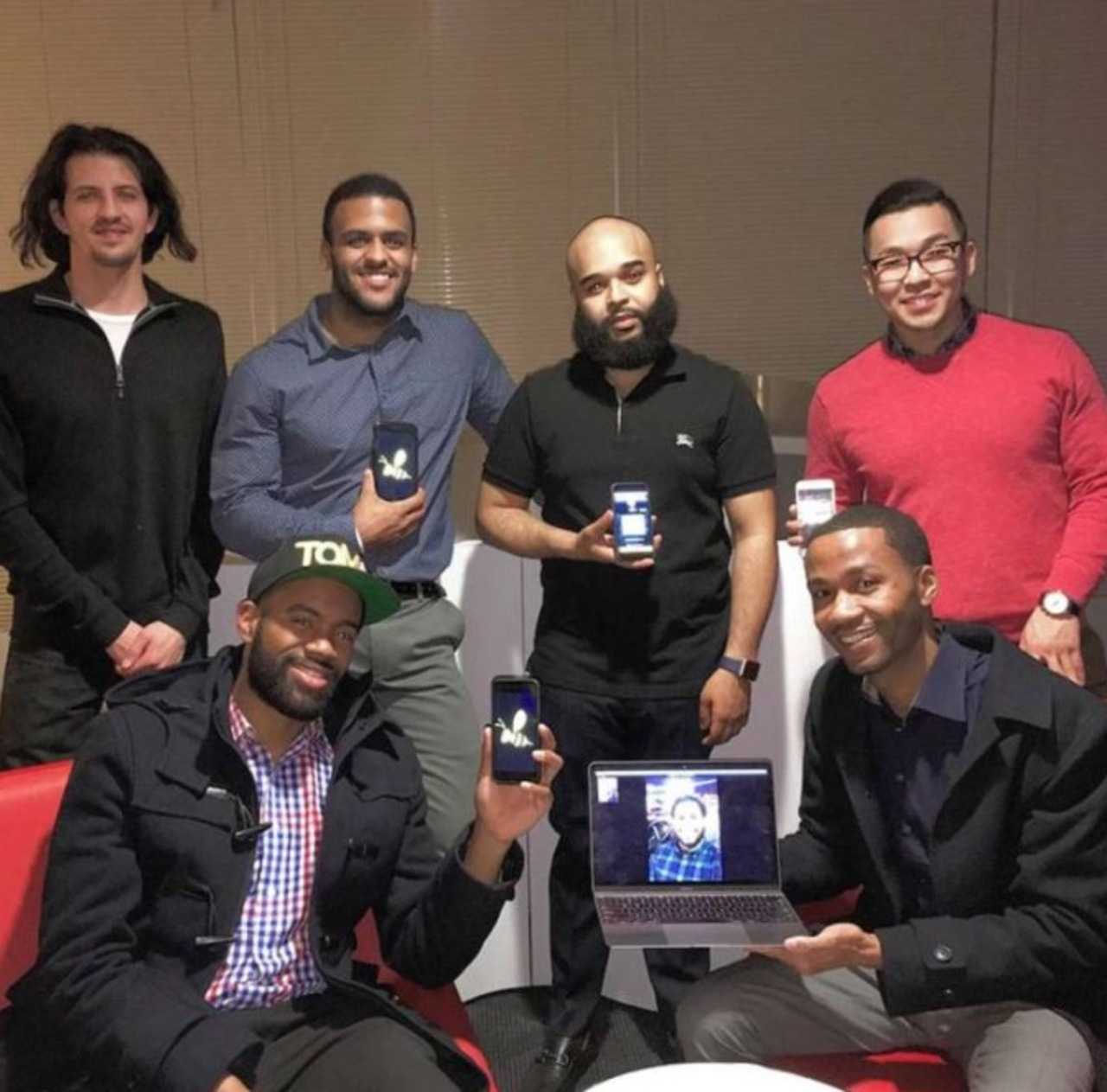 Back row, from left: Matthew Adel-Arnold, Anthony Berroa, Mathew Gonzalez, John Yu. Front row: Front row, from left: Frank Ozoria and Alfonzo Smith. Adam Sarraga joins the crew from Los Angeles via FaceTime.