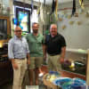 State Reps. Jason Perillo and Ben McGorty visit The Glass Source, a stained glass studio owned and operated by Michael Skrtic in Shelton.