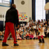 "Big Mike" of the Harlem Wizards, pictured during a visit at Katonah Elementary School.