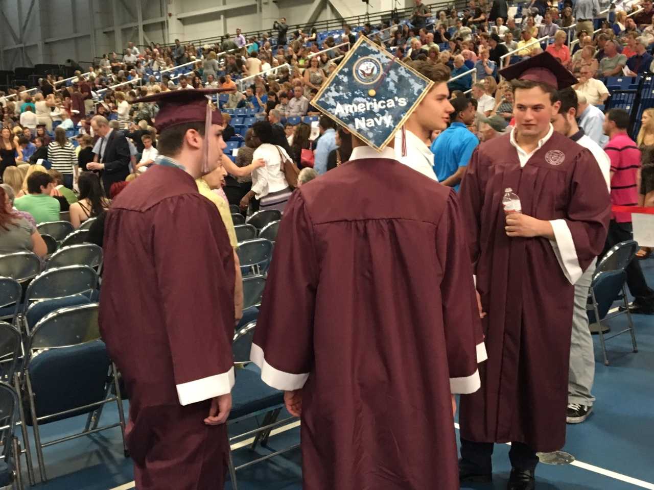 Bethel High School seniors at their graduation ceremony at the O'Neill Center in Danbury.