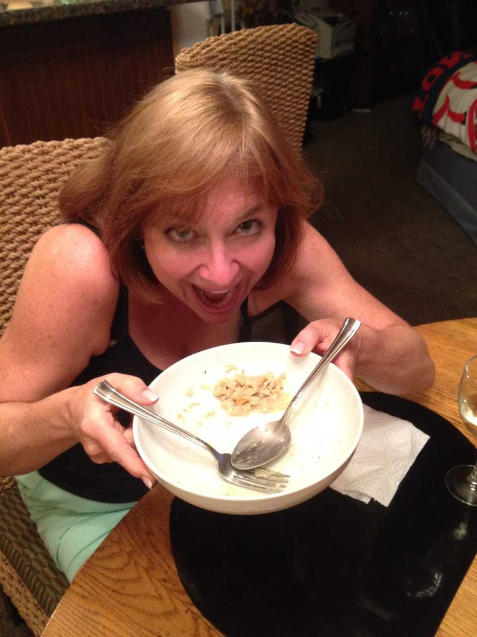 Off the Hook Co-Owner Kathy Welte post linguine.