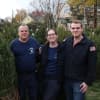 Capt. David Oldewurtel with two of his children, Kaitlyn and Andrew, at the Dumont Volunteer Ambulance Corps Christmas tree sale.