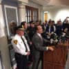 <p>Mayor Joe Ganim thanks the media and the public for spreading the word on a missing 6-year-old Bridgeport girl, who was found safe late Friday morning in Pennsylvania. He is speaking at a press conference at the Margaret E. Morton Government Center.</p>
