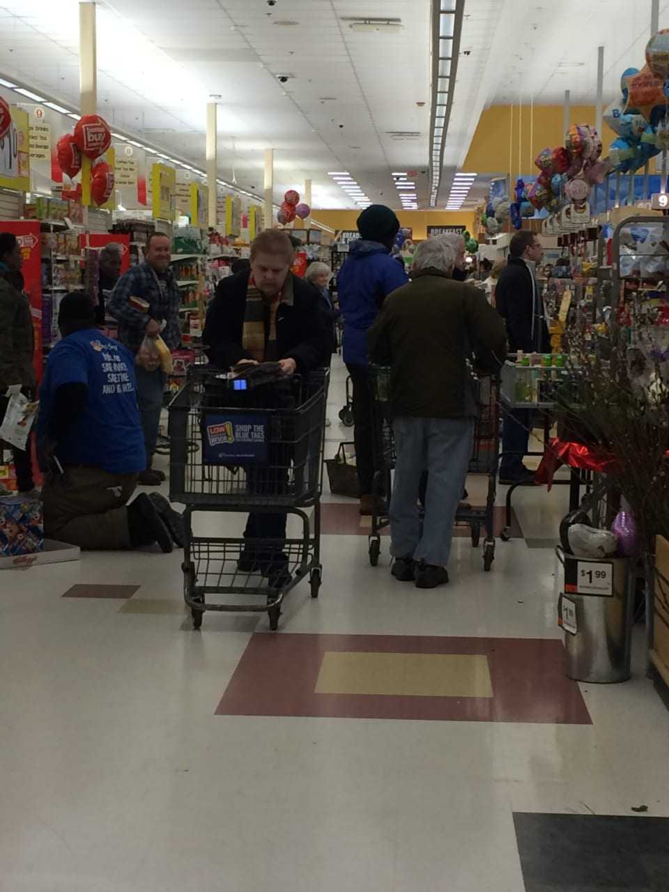 Lines awaited those waiting for the last minute to buy up staples at a local Stop & Shop.