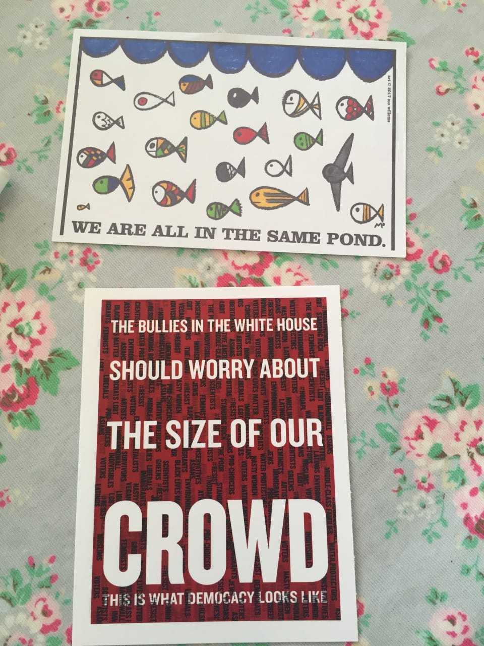 Some of the postcards at The Voracious Reader postcard party.