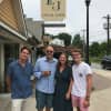 The Menzies family with Jeffrey Tambor; left to right: Lef to right: Pete Menzies, Tambor, Gretchen and Tucker Menzies. The Menzies family owns Little Joe's Coffee & Books as well as the Katonah Reading Room in Katonah.