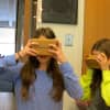 From left, John Jay Middle School students Aidan Summer and Julia D’urso use Google Cardboard devices for a virtual-reality tour of Egypt.