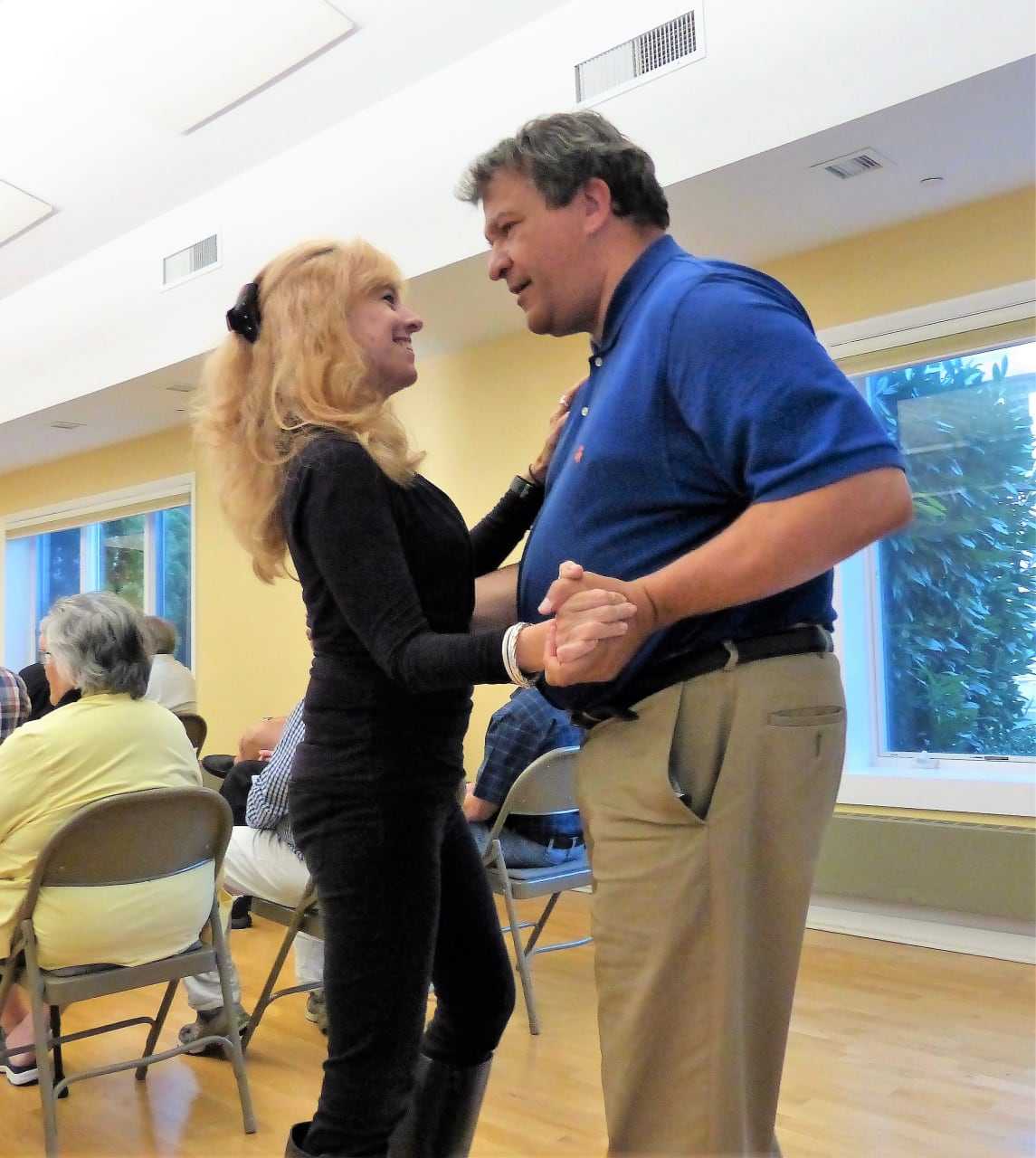 Robin and George Latimer dancing together on Labor Day weekend at the Damiano Recreation Center in Rye.