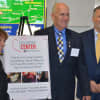 Left to right: Cynthia W. Massarsky, Hackensack Mayor John Labrosse and Vice President of Valley National Bank Louis Knaub. Labrosse and Knaub showed support for Making-It-Home's efforts.