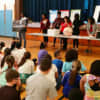 Brien McMahon students spoke to fifth graders about the dangers of smoking.