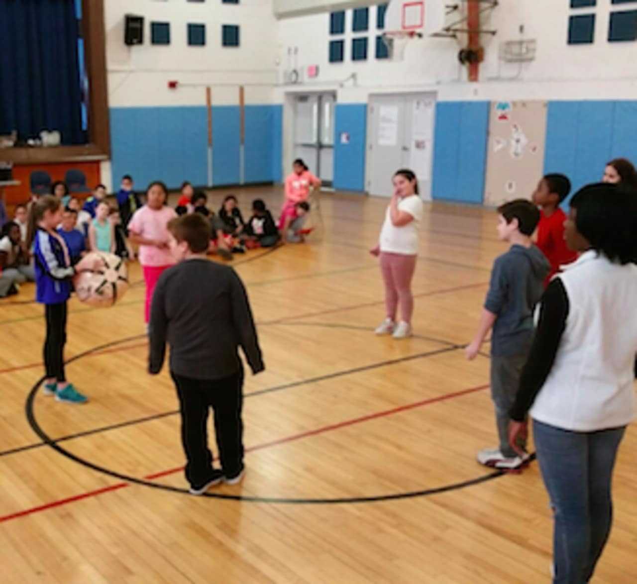 Brien McMahon students spoke to fifth graders about the dangers of smoking.