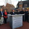 Bridgeport Mayor Joe Ganim dedicates a section of James Street as Officer Gerald T. DiJoseph Way.