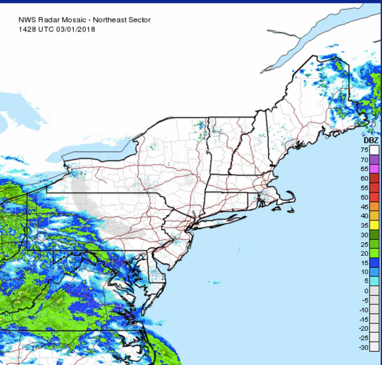 A look at the Nor'easter in a satellite image on Thursday morning.