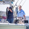 New York Gov. Andrew Cuomo and Attorney General Letitia James his the water upstate during a fishing trip in Oswego.