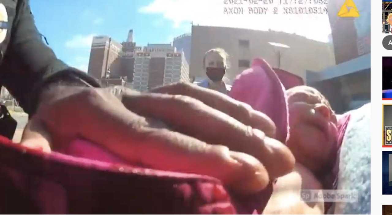 Another angle of a new baby arriving with help from Atlantic City police. (Also see video post-delivery.)