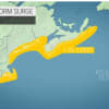 Areas where the storm is bringing storm surge.