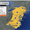 The storm system will be accompanied by damaging wind gusts, hail, and possible isolated tornadoes.