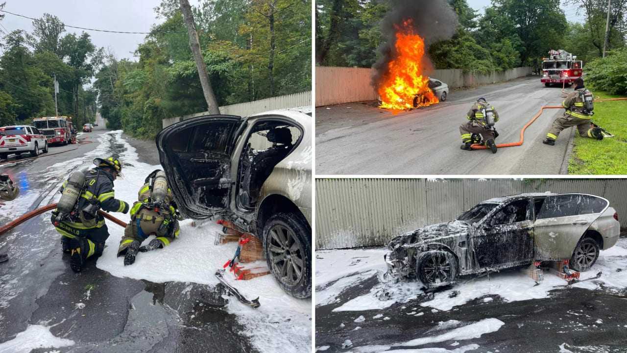 Vehicle Fire Rages In Port Chester: Photos