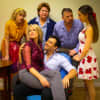 Katie Sparer, Cynthia Hannah, Jim Schilling, Carissa Massaro, Christopher DeRosa and Jodi Stevens in the MTC MainStage production of "Vanya and Sonia and Masha and Spike."