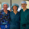 From left, Dr. Lee Eisenberg, Dr. Robin Brody, and Dr. Dan Grinberg volunteer at a facility. 