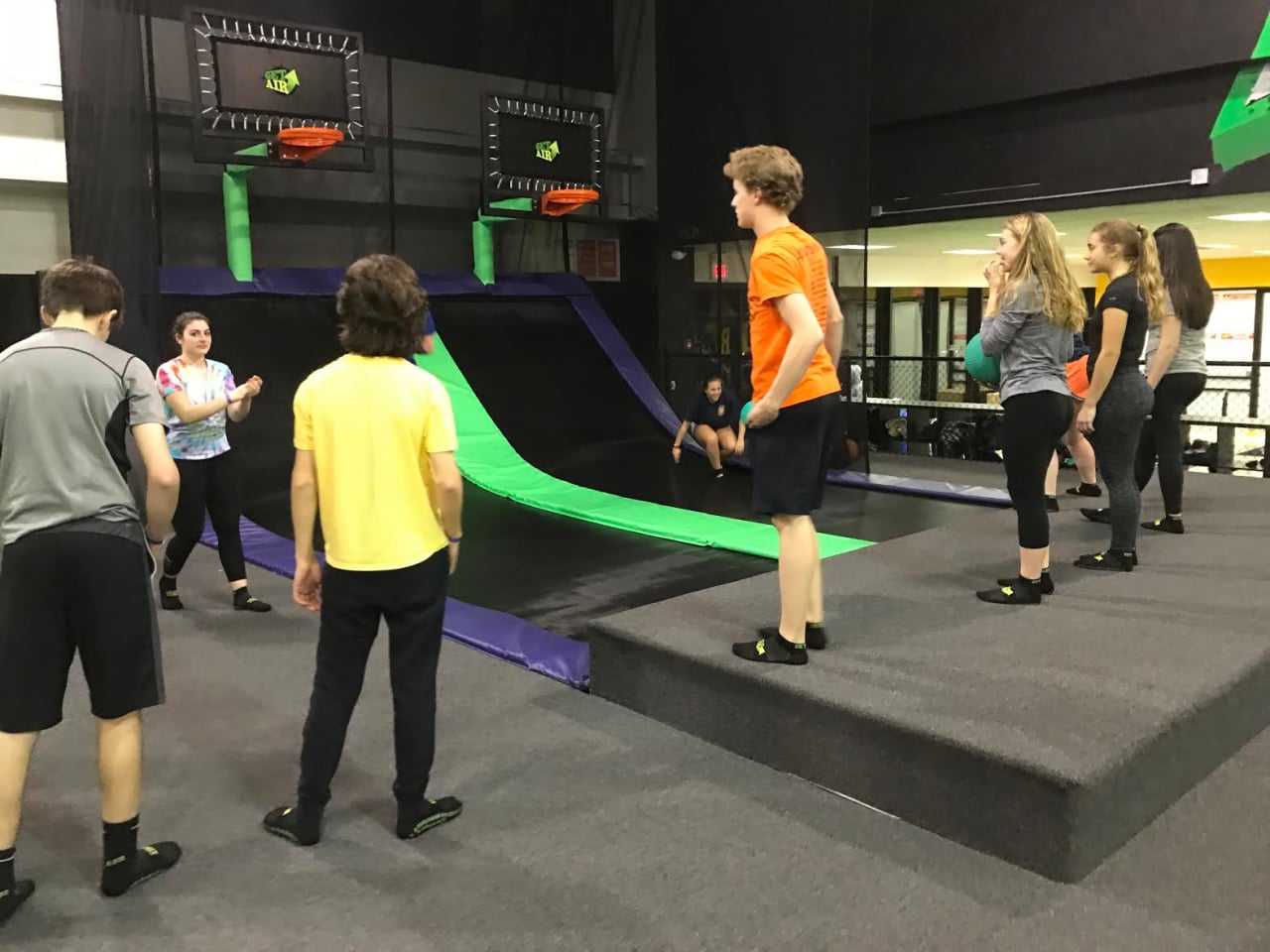 "Lifeguards" supervise activities at Get Air in Stamford.