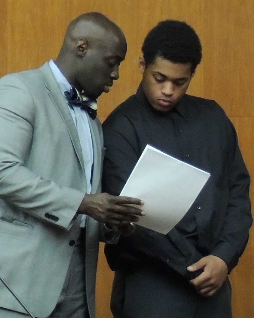 Craig Howe with his attorney in court in Hackensack.