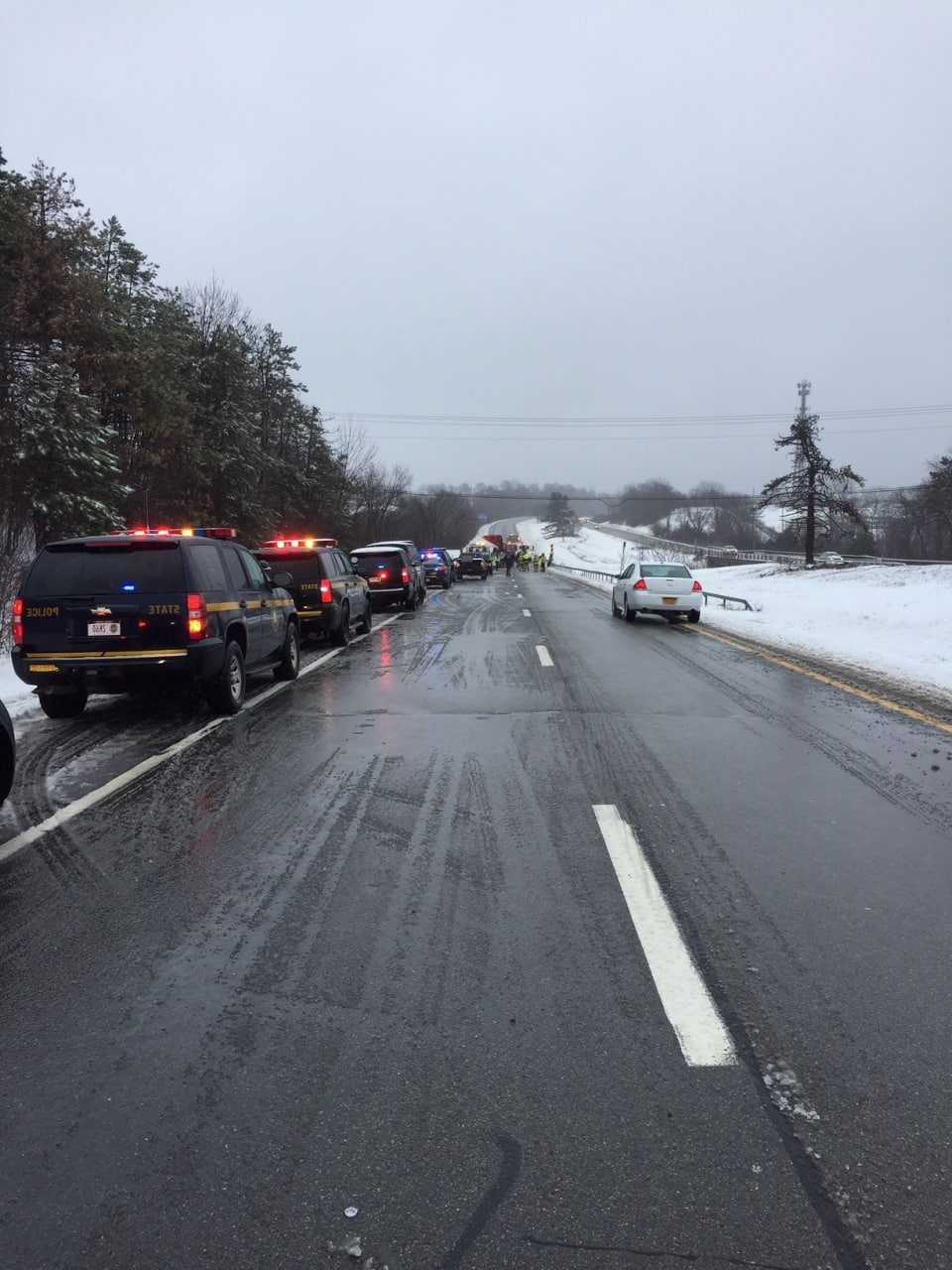 At approximately 6:30 a.m., state police responded to the collision that occurred between Exit 11 (Route 9D) and Exit 12 (Route 52).