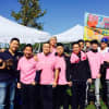 Lee, fourth from left, with his groomsmen and closest friends at the Korean Festival in Overpeck Park.