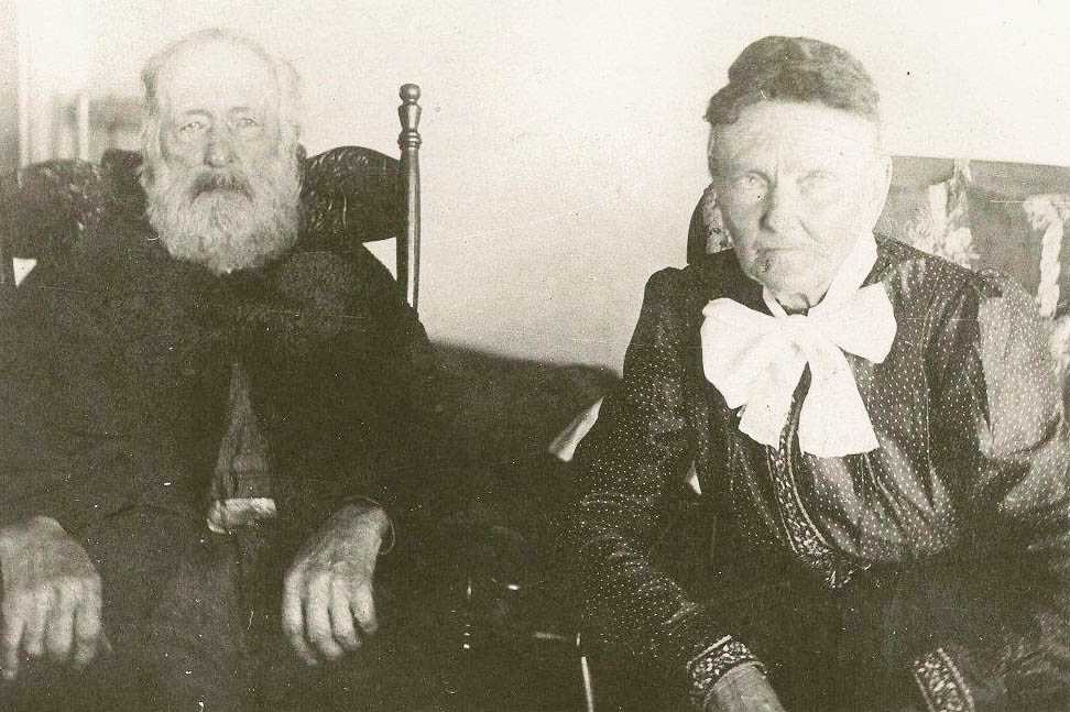 John Scott (1827-1910) and Angeline Scott (1834-1925) were photographed at their home on Pound Ridge's Trinity Pass Road.