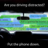 Maeve McGowan's winning poster in the Rye YMCA's "Heads Up!" distracted driving poster contest.