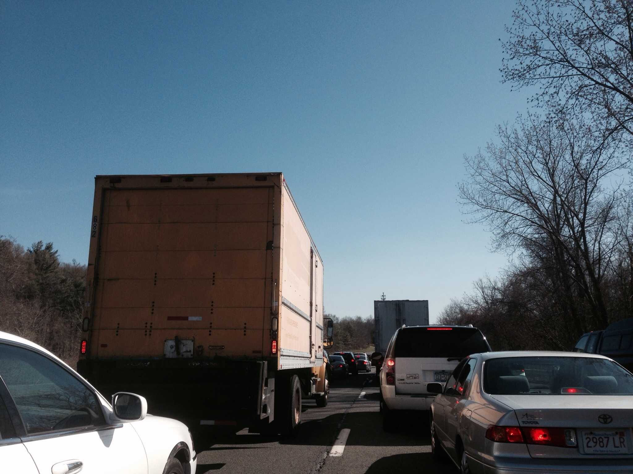 Traffic is backed up on northbound I-684 following the accident.