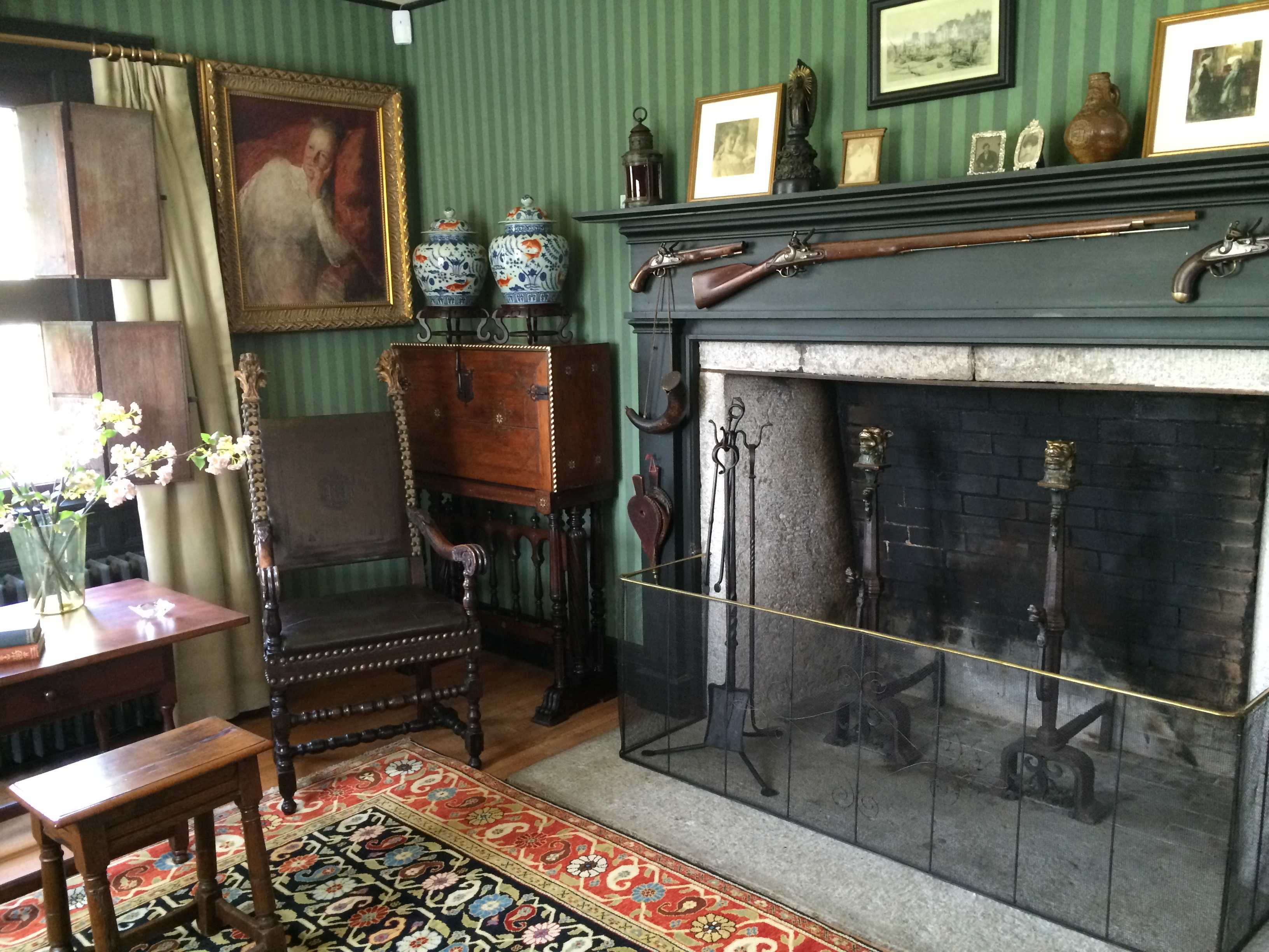 Although the guns may be replications, much of what is seen in the living room at the Weir House is original to the house. 