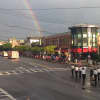 A rainbow casts over Mamaroneck Avenue during the Village of Mamaroneck Memorial Day Parade Friday. 