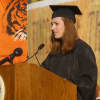Valedictorian Mimi Zimmer addresses her class at the Mamaroneck High School commencement.