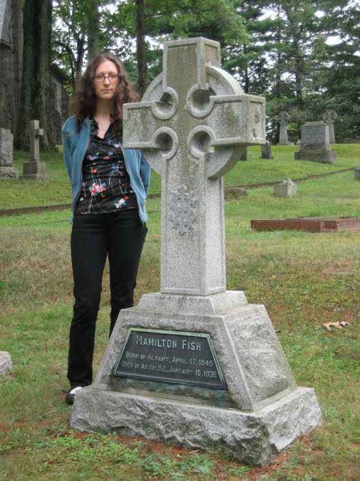 Rachel Mason at the burial spot of Rep. Hamilton Fish in Garrison. 