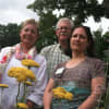 Certified master gardeners, from left, Diana Arbshire, Thomas MacGregor and Rosemary Volpe help in the creation of the Colonial Garden for the Wilton Historical Society at is 224 Danbury Road site.