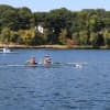 Norwalk River Rowing's Chris Martensson from Norwalk and Kaare Anderson from Pound Ridge race in the recent regatta.