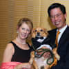 Ellen and Andrew Tung, Esq. of Briarcliff Manor meet one of the Top Hat and Cocktails Gala's guests of honor.
